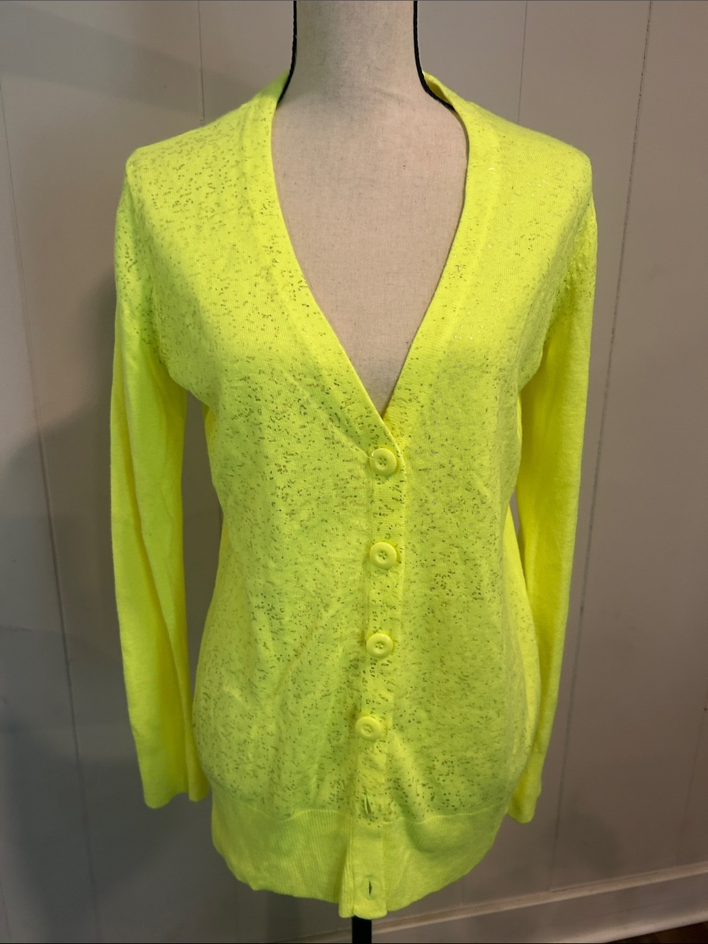 Dolled Up Neon Yellow V-Neck Button Cardigan